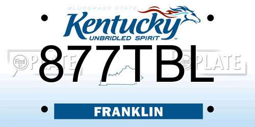877TBL Kentucky License Plate