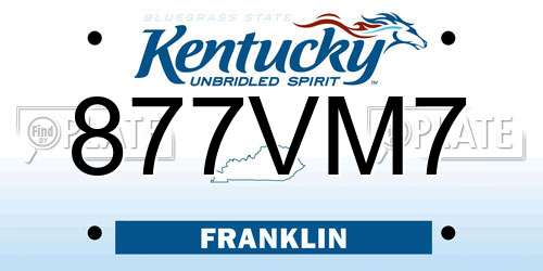 877VM7 Kentucky License Plate