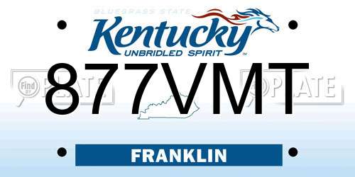 877VMT Kentucky License Plate
