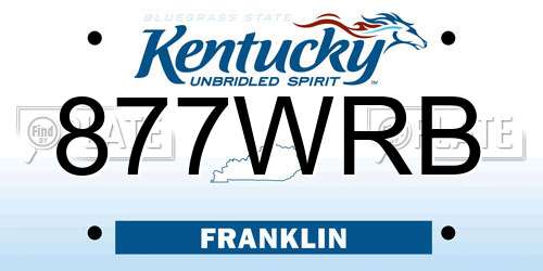 877WRB Kentucky License Plate