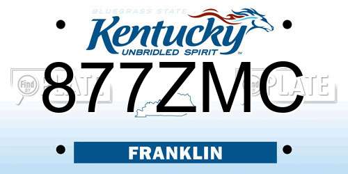 877ZMC Kentucky License Plate