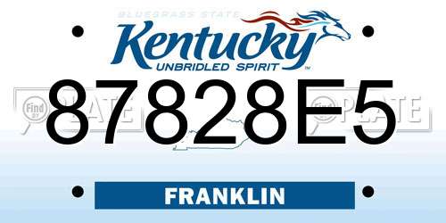 87828E5 Kentucky License Plate