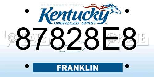 87828E8 Kentucky License Plate