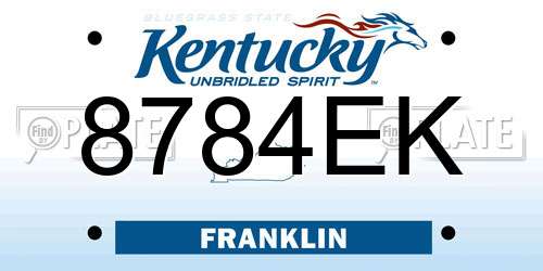 8784EK Kentucky License Plate