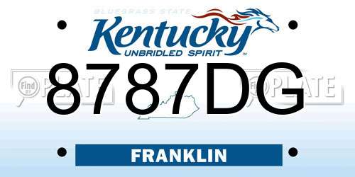 8787DG Kentucky License Plate