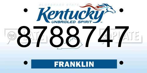 8788747 Kentucky License Plate