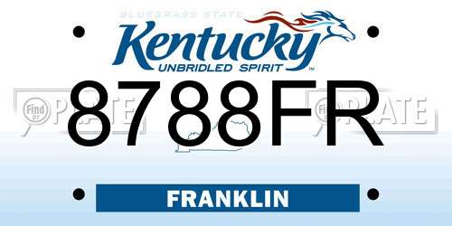 8788FR Kentucky License Plate