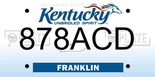 878ACD Kentucky License Plate