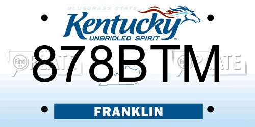 878BTM Kentucky License Plate