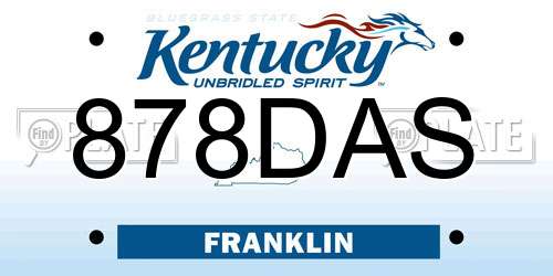 878DAS Kentucky License Plate