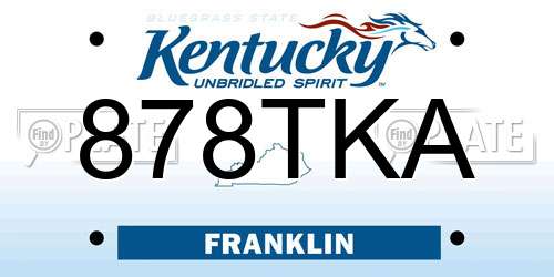 878TKA Kentucky License Plate