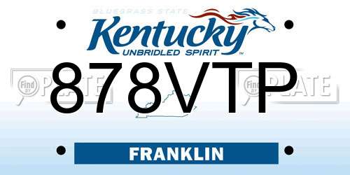 878VTP Kentucky License Plate