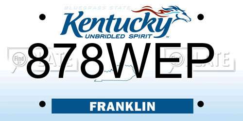878WEP Kentucky License Plate