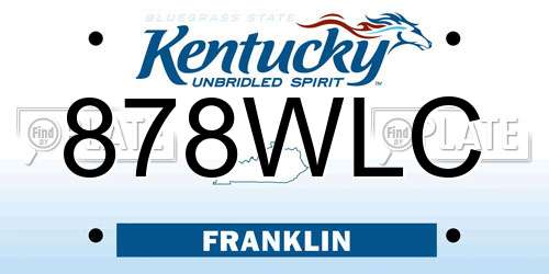 878WLC Kentucky License Plate
