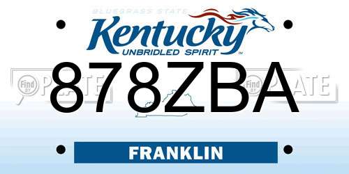 878ZBA Kentucky License Plate