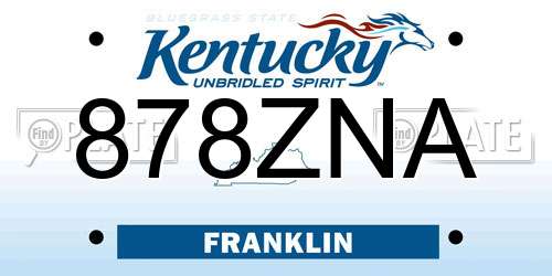878ZNA Kentucky License Plate