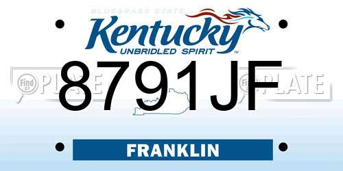8791JF Kentucky License Plate