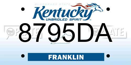 8795DA Kentucky License Plate
