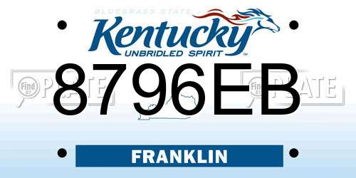 8796EB Kentucky License Plate