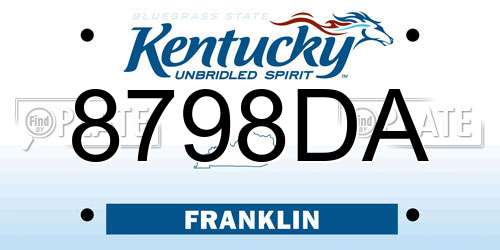 8798DA Kentucky License Plate