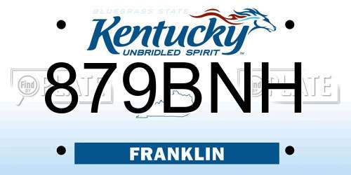 879BNH Kentucky License Plate