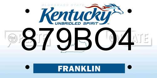 879BO4 Kentucky License Plate
