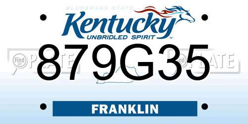 879G35 Kentucky License Plate
