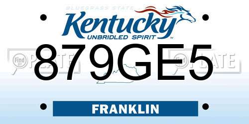 879GE5 Kentucky License Plate
