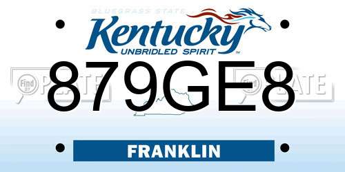 879GE8 Kentucky License Plate