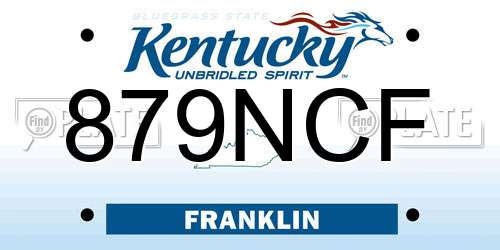 879NCF Kentucky License Plate