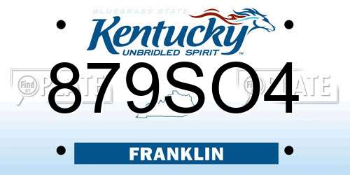 879SO4 Kentucky License Plate