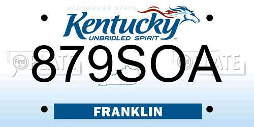 879SOA Kentucky License Plate
