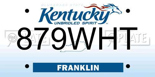 879WHT Kentucky License Plate