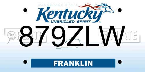 879ZLW Kentucky License Plate