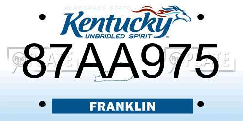 87AA975 Kentucky License Plate