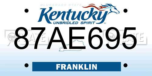 87AE695 Kentucky License Plate