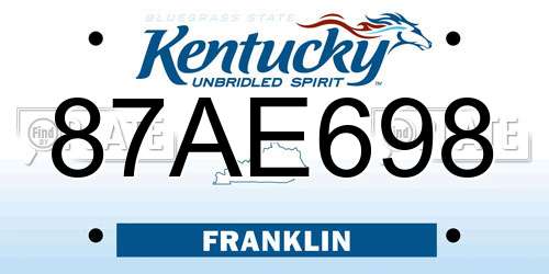 87AE698 Kentucky License Plate