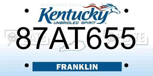 87AT655 Kentucky License Plate