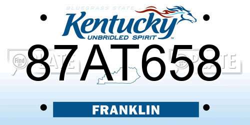 87AT658 Kentucky License Plate
