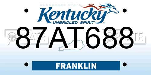 87AT688 Kentucky License Plate