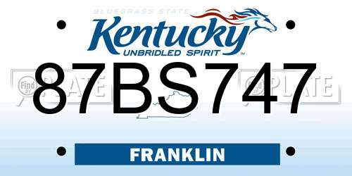 87BS747 Kentucky License Plate