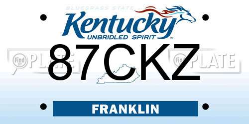 87CKZ Kentucky License Plate