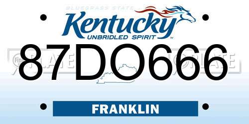 87DO666 Kentucky License Plate