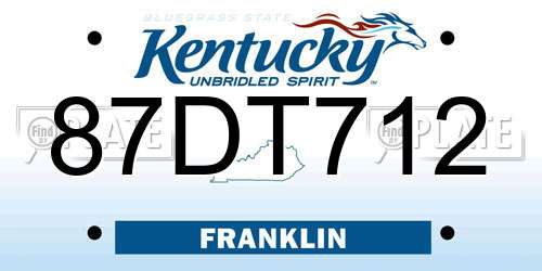 87DT712 Kentucky License Plate