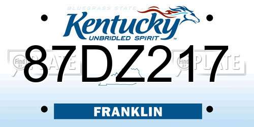87DZ217 Kentucky License Plate