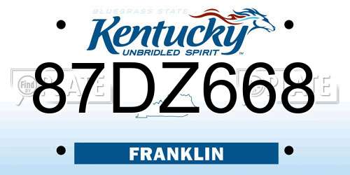 87DZ668 Kentucky License Plate