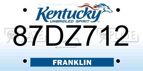 87DZ712 Kentucky License Plate