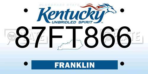 87FT866 Kentucky License Plate