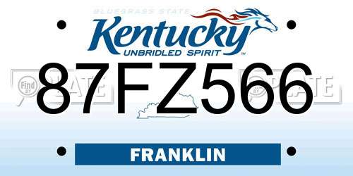 87FZ566 Kentucky License Plate