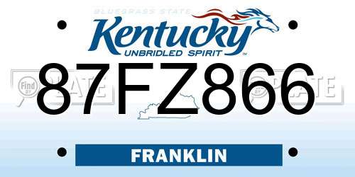 87FZ866 Kentucky License Plate